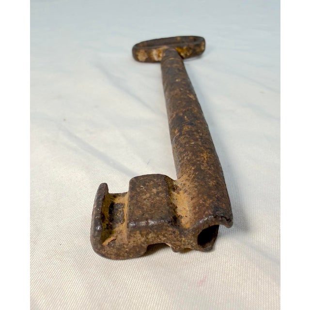 Large Rare 18th Century Hand Wrought Iron Open Barrel Shaft Bit Skeleton Key For Sale - Image 10 of 10