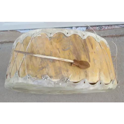 Tribal Large Taos Drum and Mallet For Sale - Image 3 of 12