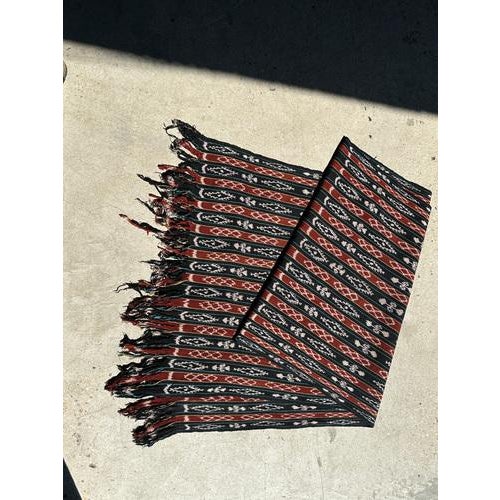 Indonesian Traditional Red, Black, Yellow & Blue Ikat Fabric For Sale - Image 4 of 18