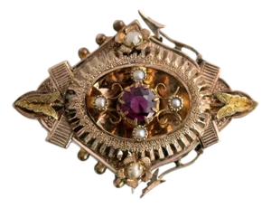 Late 19th Century Victorian Garnet and Seed Pearl Brooch