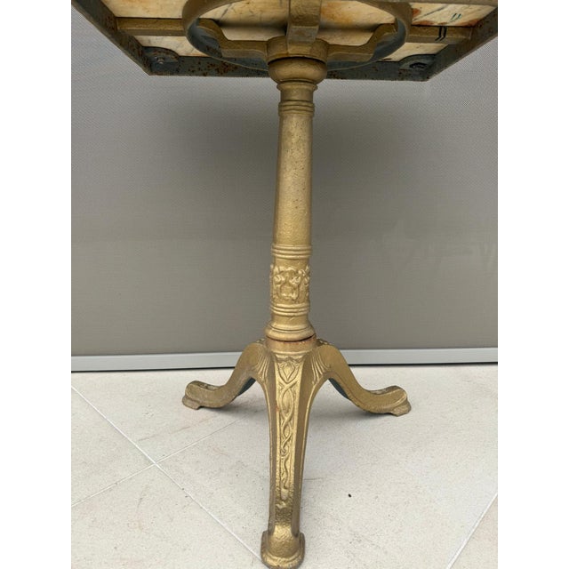 Antique French Bistro Table with Marble Top and Cast Iron Pedestal Base, 1900s For Sale - Image 11 of 12