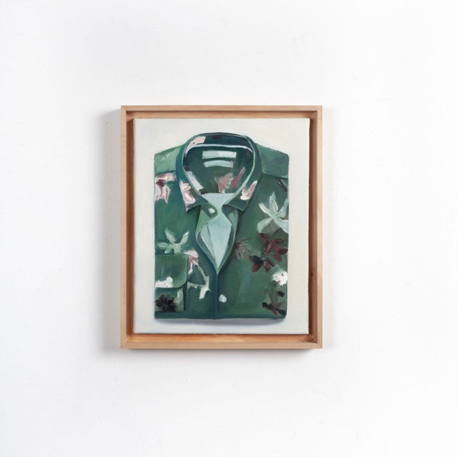 Early 21st Century Justyna Kuklo, Folded Flower Print Shirt, 2018, Oil Painting on Canvas, Framed For Sale - Image 5 of 6