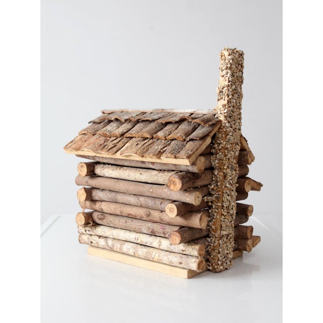 Mid 20th Century Vintage Wood Folk Art Log Cabin Sculpture For Sale - Image 5 of 11