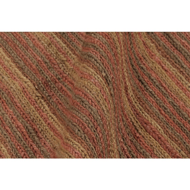 Textile Rug & Kilim's Contemporary Flat-Weave Striped Orange Brown Square For Sale - Image 7 of 10