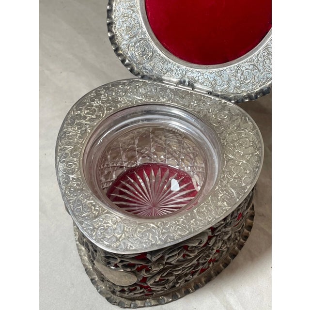 Antique Horton Allday Ornate Sterling Silver Heart Jewelry Ring Pin Cushion Box For Sale - Image 4 of 18