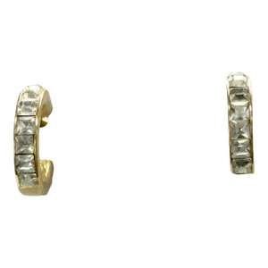 1980s Givenchy Briliant Clear Crystal Gold Plated Earrings, 2 Pieces