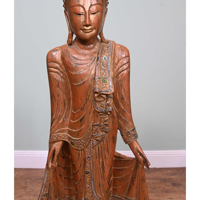 Carved Thai Buddha Statue, 1930s For Sale - Image 11 of 15