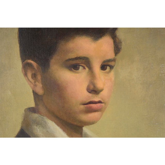 "The Child Star" Mid Century Portrait of a Boy With Brown Eyes Oil on Canvas by William Robert Shulgold For Sale - Image 4 of 10