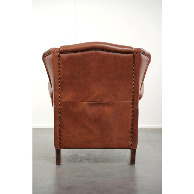 Wing Club Chair in Cowhide Leather For Sale - Image 4 of 12