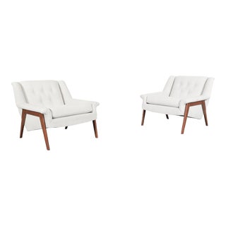 1950s Vintage Walnut Lounge Chairs Attributed to Folke Ohlsson - Set of 2 For Sale