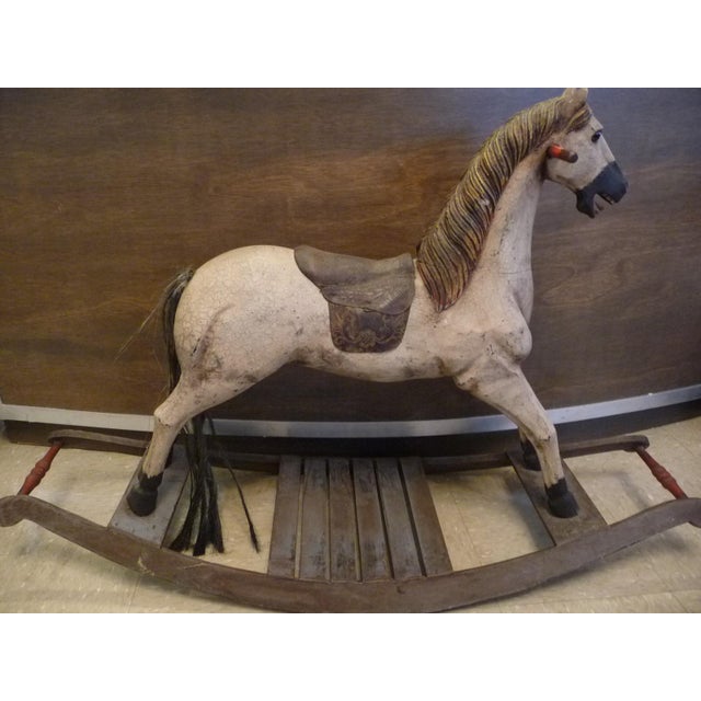 Vintage Reproduction Folk Art Wooden Rocking Horse Chairish