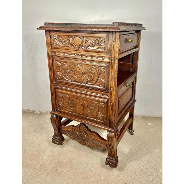 Victorian Carved Oak Serving Cabinet, 1920s For Sale - Image 3 of 14