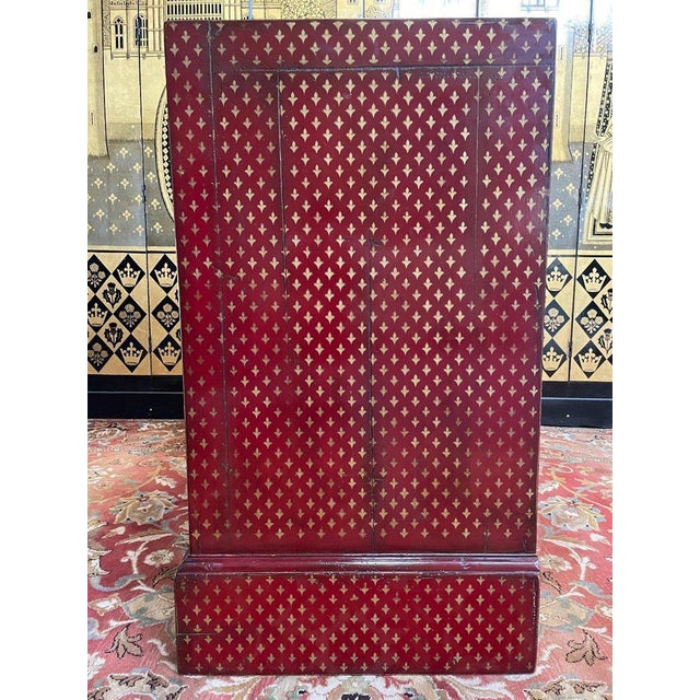 Maroon English Style Dresser with Lily Flowers For Sale - Image 8 of 10