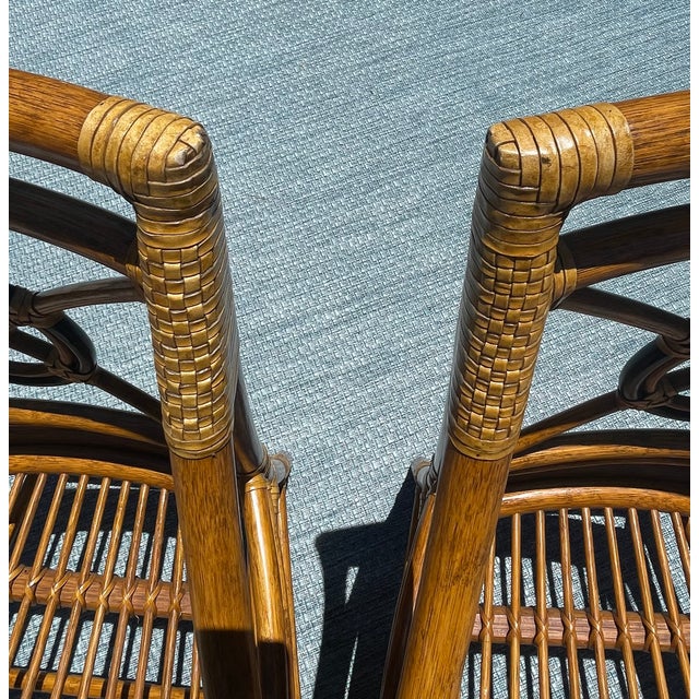 Wood Pair of Authentic McGuire Target Back Vintage Rattan Armchairs For Sale - Image 7 of 10