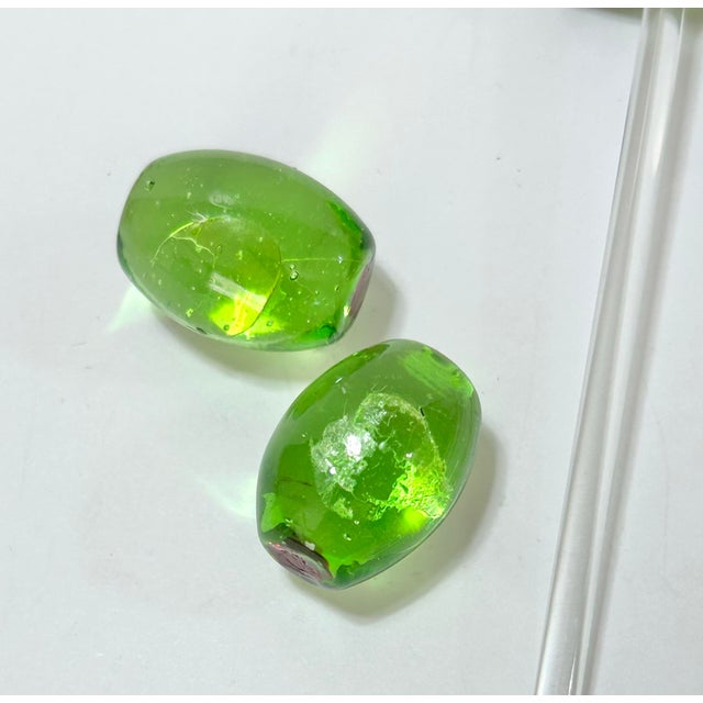 Olive 1980s Styled after Murano Art Glass Olive Swizzle Stir Sticks - A Set of 7 For Sale - Image 8 of 9