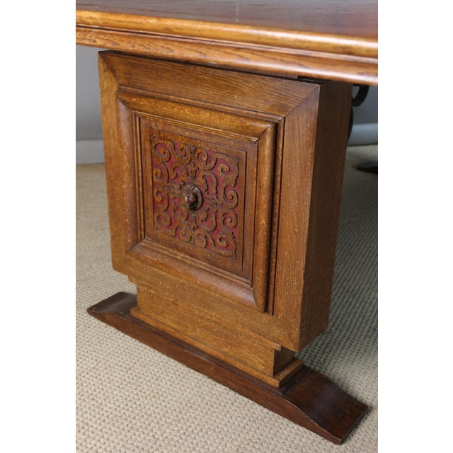 Large Art Deco Oak Table, 1930s For Sale - Image 4 of 16