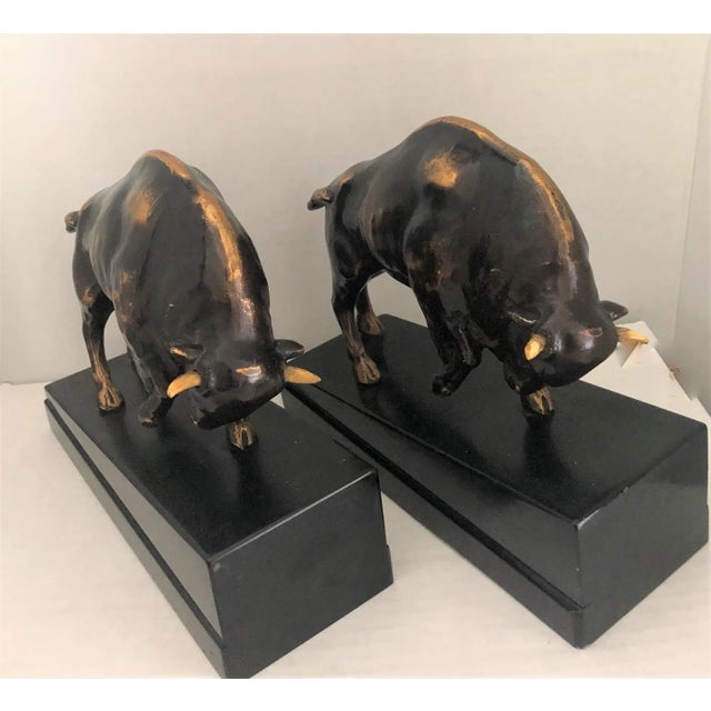 Metal Mid 20th Century Bronze Bison Bookends- a Pair For Sale - Image 7 of 10