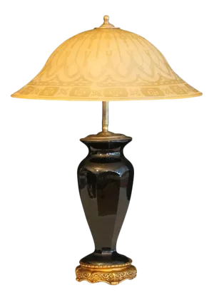 A Regency Onyx And Etched Glass Table Lamp.