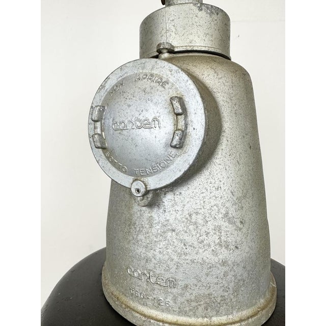 1960s Italian Industrial Black Enamel Cage Pendant Light from Cortem Milano, 1960s For Sale - Image 5 of 18