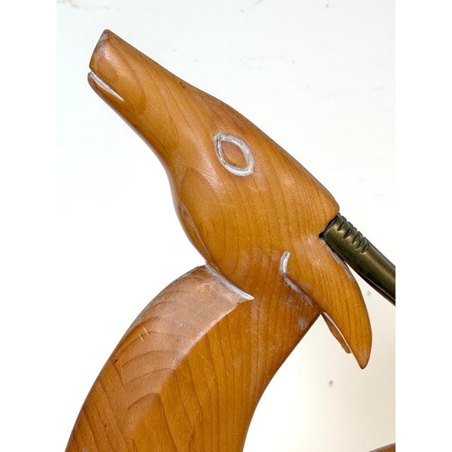 Tangerine Italian Carved Limed Pine & Brass Deer Sculpture, 1970s For Sale - Image 8 of 18