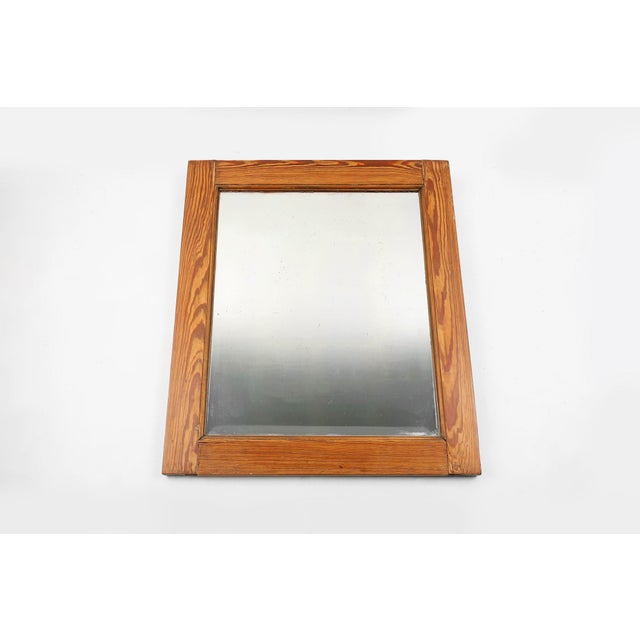 French Mirror with Warm Pine Wood Frame, 1900s For Sale - Image 5 of 11