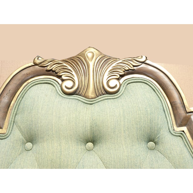 Headboard ~ French Provincial Louis XVI Style Green Tufted Full Queen Headboard For Sale In Los Angeles - Image 6 of 15