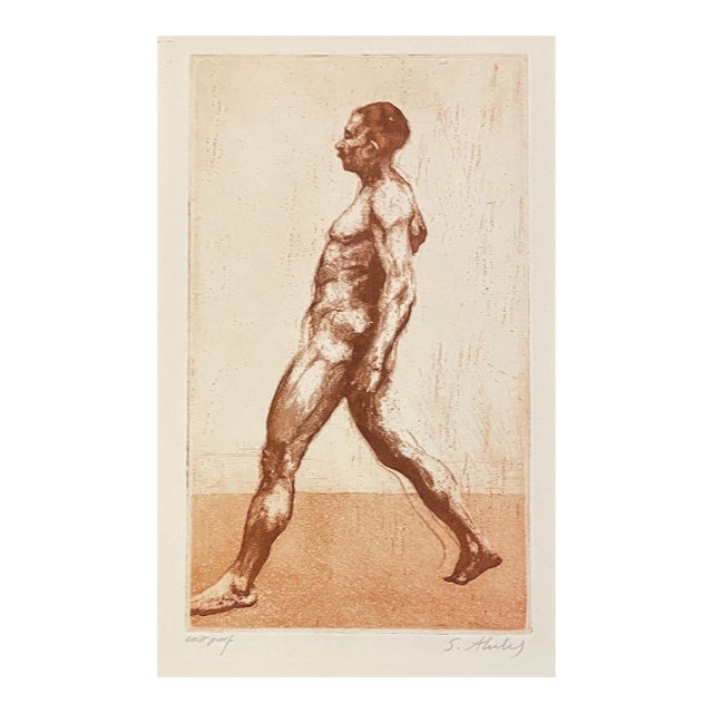 1965 Sigmund Abeles Striding Man Etching For Sale