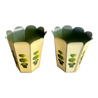 English Traditional Painted Tole Planters — a Pair For Sale