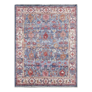 Colorful Sultanabad Design Rug in Blue Background For Sale