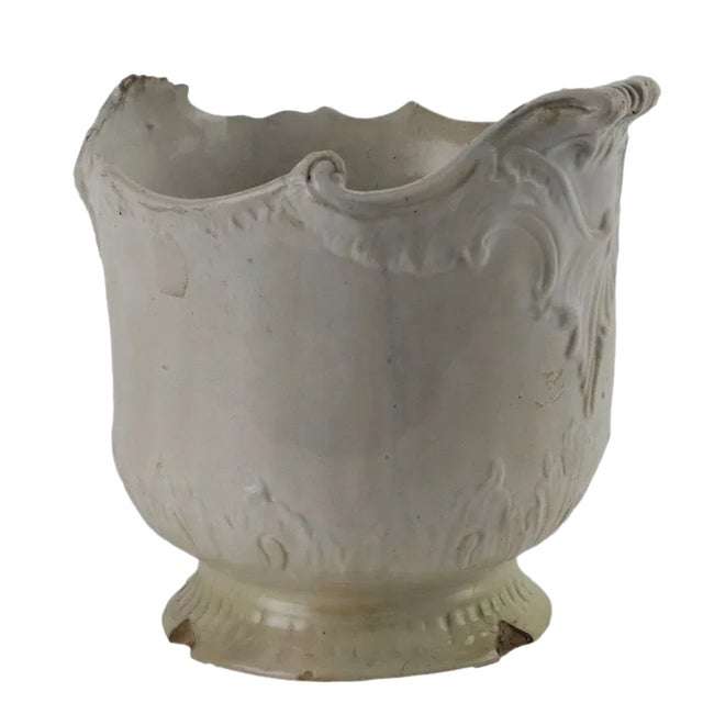 Helmet Shaped Cachepot in White Majolica, 1700s For Sale