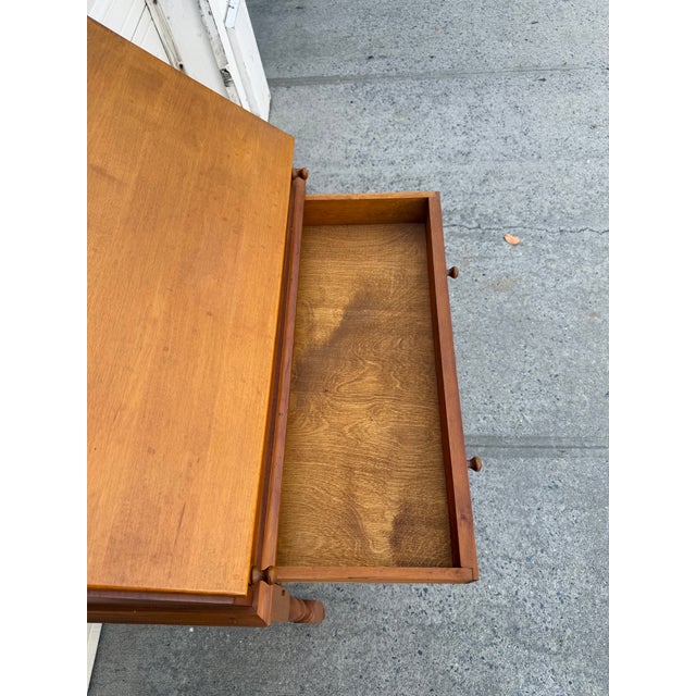 Vintage Colonial Revival Drop-Front Secretary Writing Desk With Turned Legs and Interior Compartments For Sale - Image 11 of 12