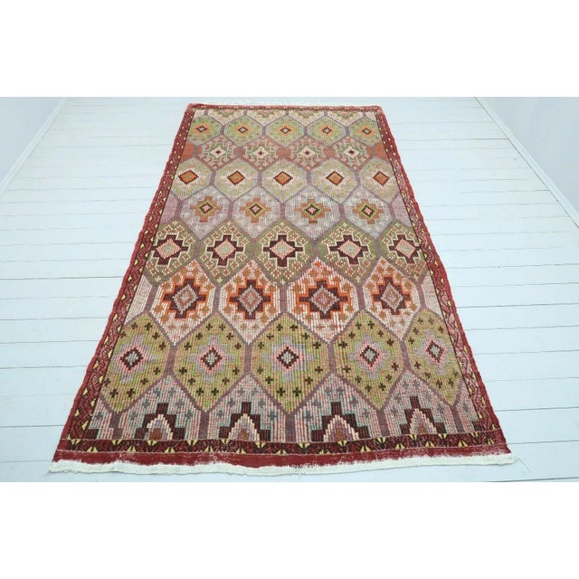 Textile 1960's Embroidered Turkish Kilim - 65"x115" For Sale - Image 7 of 13