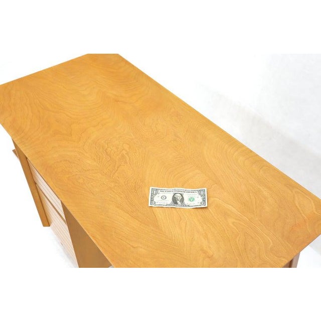 Light Birch Single Pedestal Petit Desk With Bookcase and Three Drawers