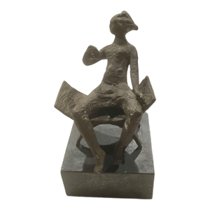 Vintage Bronze Sculpture of a Woman Seated in a Chair, 10” High
