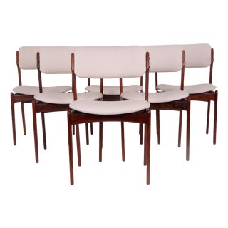 Model OD49 Chairs in Rosewood and Wool Fabric by Erik Buch for Oddense Maskinsnedkeri, 1960s, Set of 6 For Sale