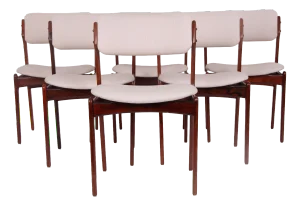Model OD49 Chairs in Rosewood and Wool Fabric by Erik Buch for Oddense Maskinsnedkeri, 1960s, Set of 6