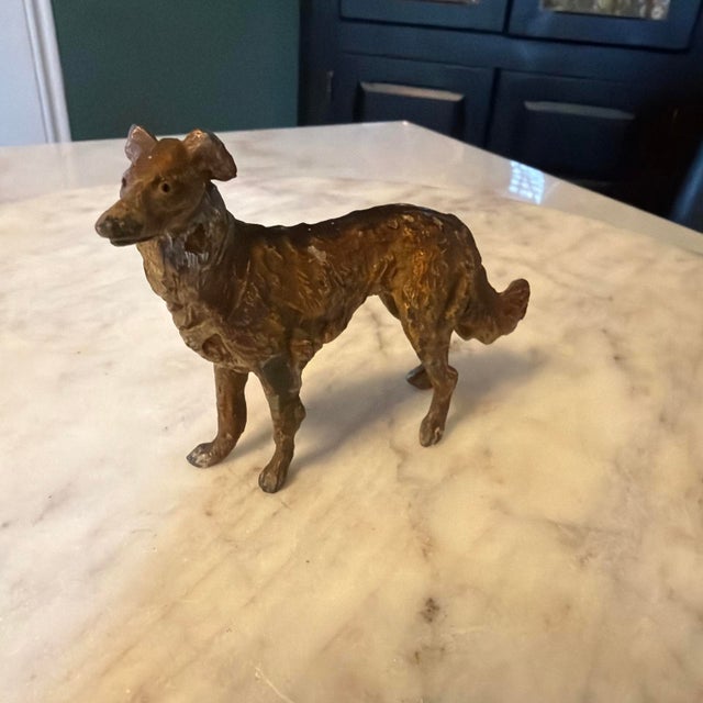 Vintage Bronze Metal Dog Figurine Borzoi Saluki Greyhound Statue 4 Inch For Sale - Image 4 of 9