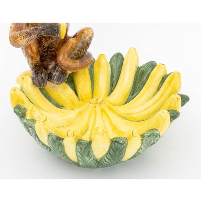 Italian Maiolica Monkey and Bananas Form Centerpiece For Sale - Image 4 of 10