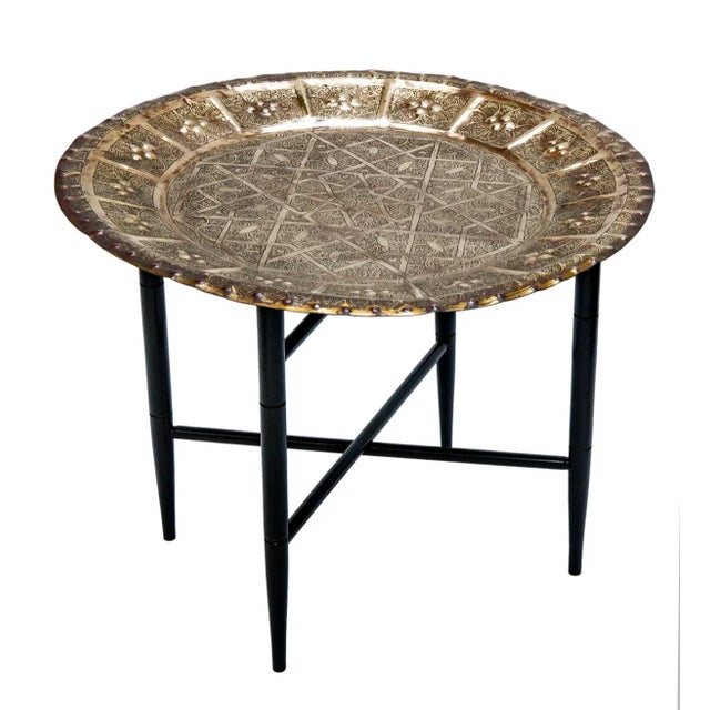Mid 20th Century Engraved Brass Tray Table For Sale - Image 12 of 12