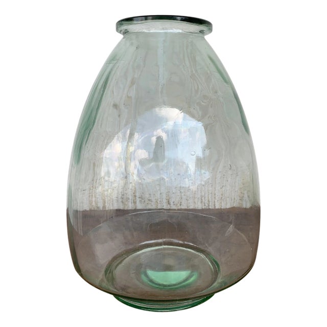 Large French Blown Clear Glass Demijohn Bottle For Sale