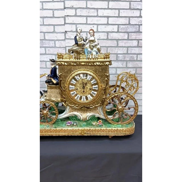 Antique Franz Hermle German Movement Monumental Capodimonte Style Vienna Porcelain Sculpted Mantel Clock/Centerpiece Large...