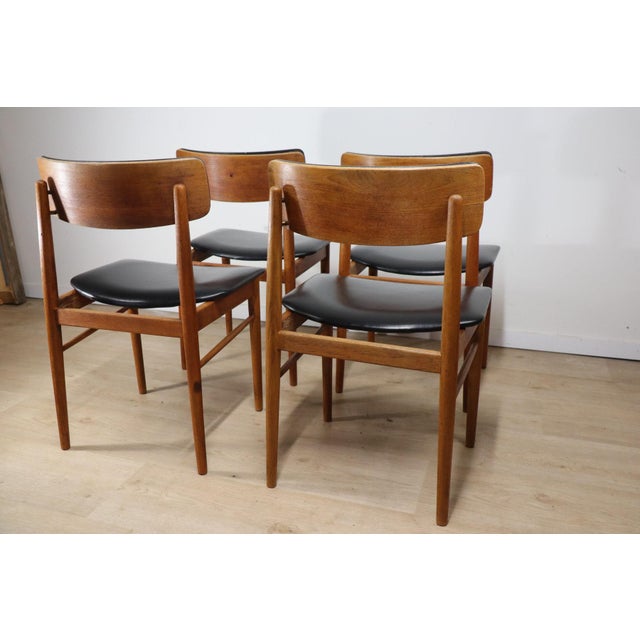 Scandinavian Teak and Leatherette Chairs, 1960, Set of 4 For Sale - Image 11 of 18