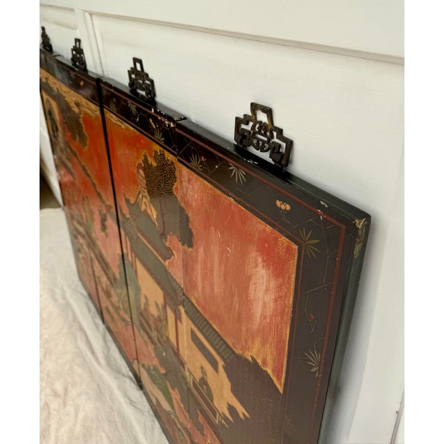 Mid-20th Century Chinese Coromandel Lacquer Wall Panels, Set of 4 For Sale - Image 11 of 12