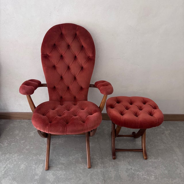 Set of Vintage Adjustable Armchair and Ottoman For Sale - Image 9 of 9