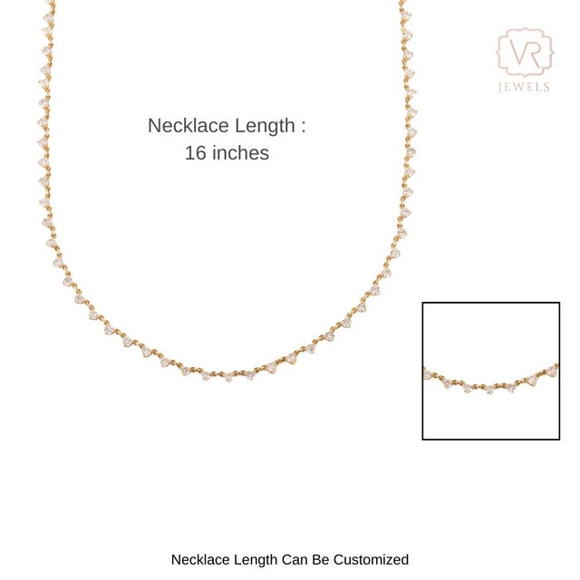 Heritage-Inspired 3.6 Carat Real Diamond Station Chain Necklace in 18k Gold For Sale - Image 9 of 14