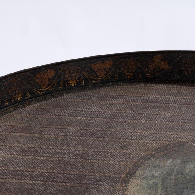 Early 20th Century Oval Tole Tray on Stand For Sale - Image 4 of 12