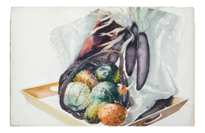 Joseph Yeager Still Life with Squash (work in progress) Watercolor on Paper Circa 1940s-1950s