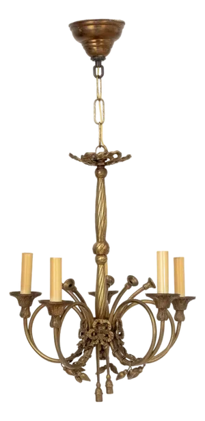 Louis XVI Style Brass Five-Branch Chandelier