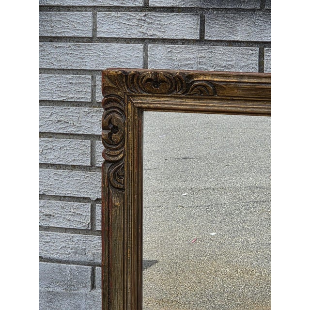 French Mid Twenty Century Heavily Carved Wall Fireplace Mirror. For Sale - Image 3 of 10