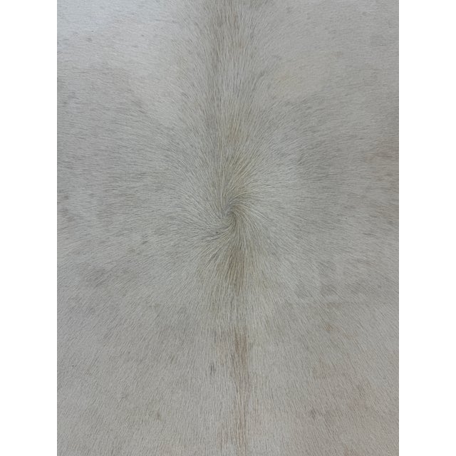 Modern Square Cowhide Ottoman + Brass Frame For Sale - Image 9 of 12